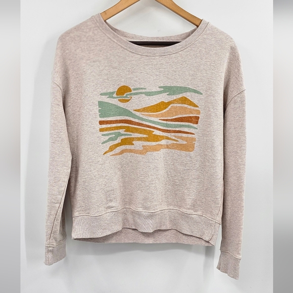 Pact Organic Cotton Cream Sunset Crewneck Sweatshirt Size Medium - Picture 1 of 7